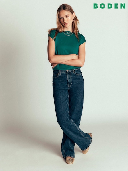 Green - Boden Supersoft Slash Neck T-shirt