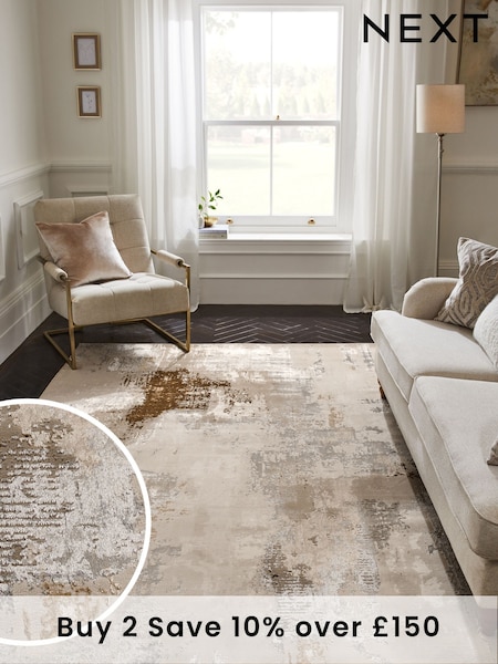 Champagne Valencia Elena High Shine Abstract Rug (460875) | £60 - £330