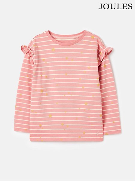 Joules Angelica Pink/Cream Striped Long Sleeve Top (460923) | £5 - £6