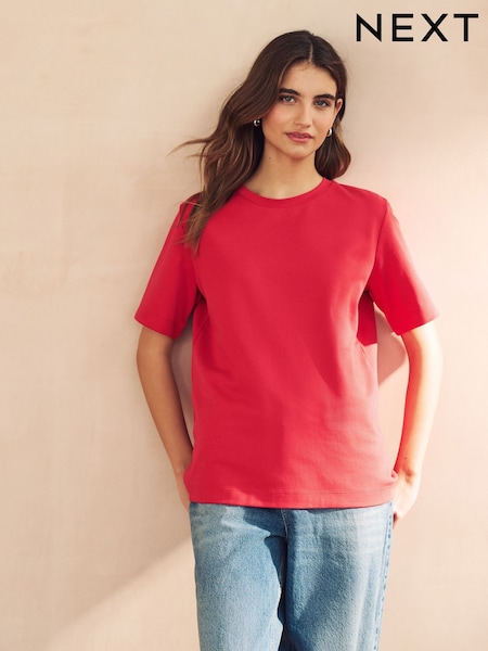 Red Heavyweight Short Sleeve Crew Neck T-Shirt (460977) | £16