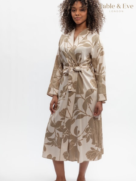 Cream - Fable And Eve Elephant Print Long Dressing Gown