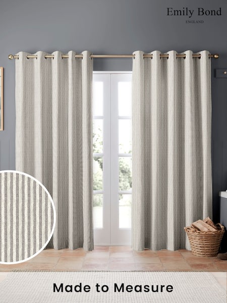 Emily Bond Grey Oscar Stripe Made to Measure Curtains (462489) | £100