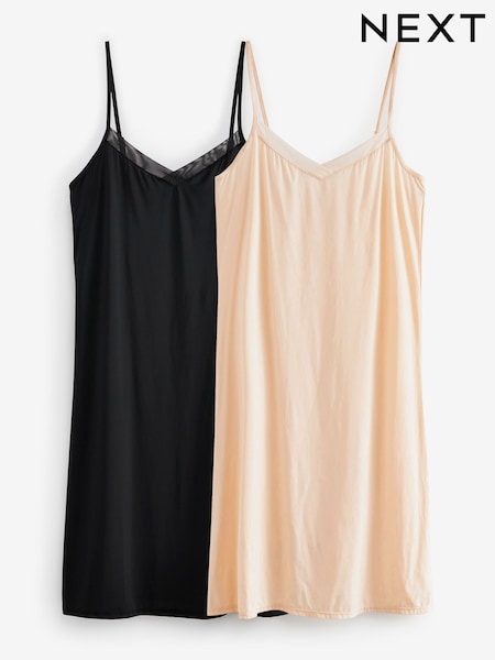 Black / Pastel Rose Nude Short Soft Microfibre Slips 2 Pack (463494) | £36