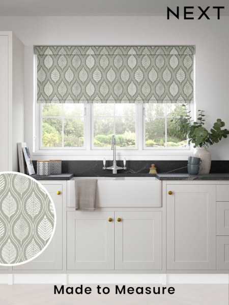 Green Lino Leaf Made to Measure Roller Blind (463688) | £57