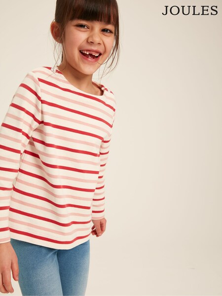 Joules Harbour Pink Striped Long Sleeve Jersey Top (464076) | £6