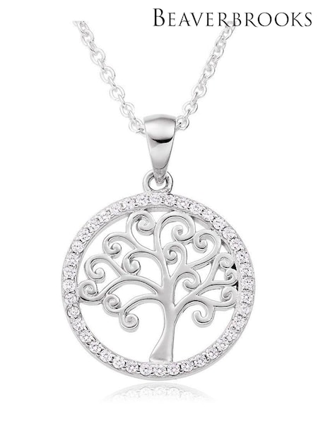 Beaverbrooks Silver Cubic Zirconia Tree Pendant (465202) | £70