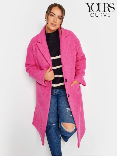 Yours Curve Pink Curly Boucle Coat (465251) | £75