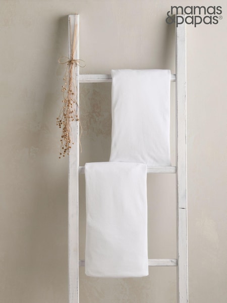 Mamas & Papas 2 Pack White Fitted Pram 100% Cotton Moses Sheets (465659) | £15