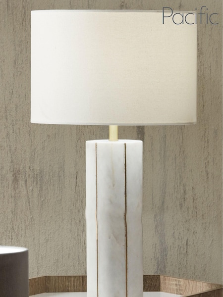 Pacific Gold Venetia Marble And Gold Metal Tall Table Lamp (466034) | £200
