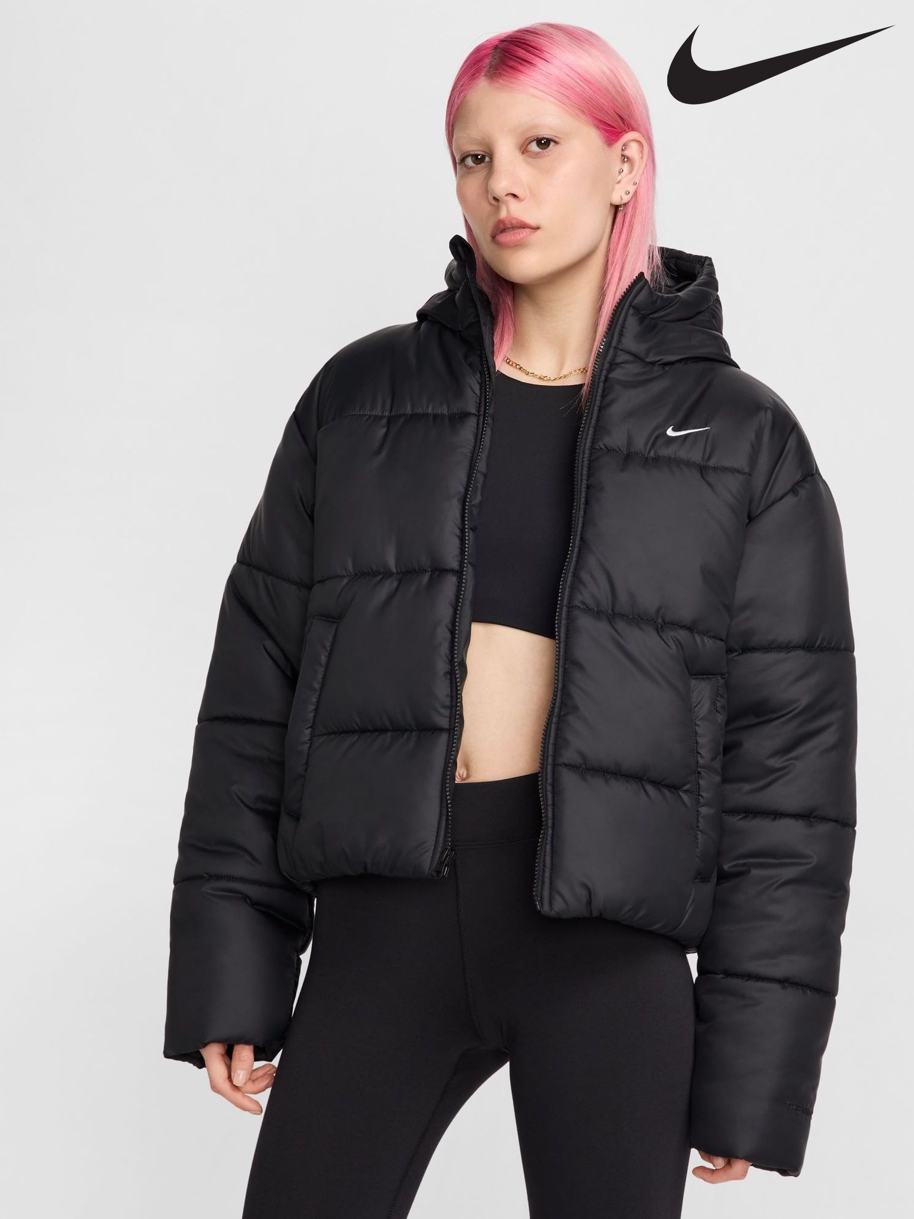 long black puffer jacket nike