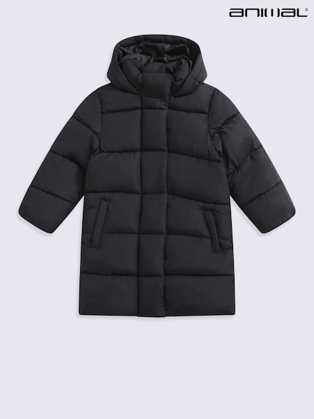 Black - Animal Juniper Kids Waterproof Padded Jacket