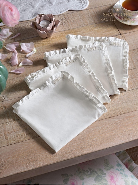 Shabby Chic by Rachel Ashwell® White Ruffle Trim Set of 4 Napkins (467609) | £24