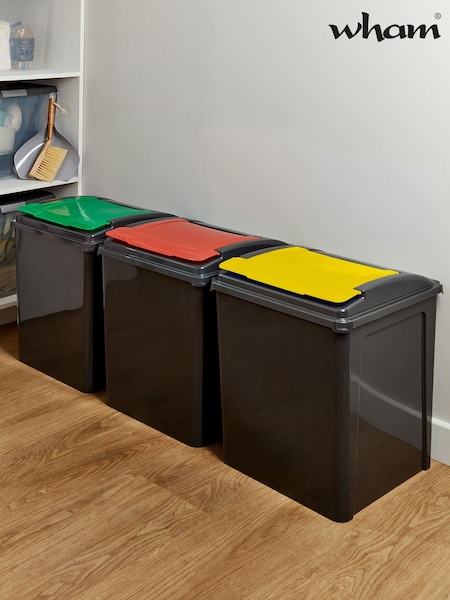 Wham 3 Piece Grey 50L Plastic Recycle Bin (468198) | £37