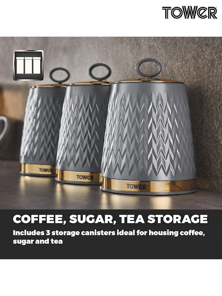 Tower Set of 3 Grey Empire Storage Jars (468450) | £30