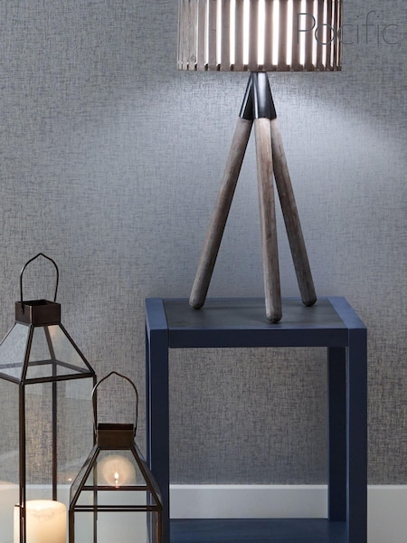 Pacific Natural Rabanne Slatted Antique Wood Tripod Table Lamp (468572) | £100