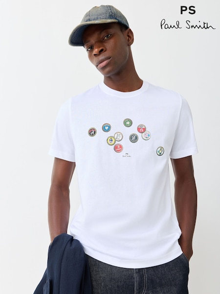 White Bottle Caps - Regular Paul Smith Regular Fit Graphic T-shirt