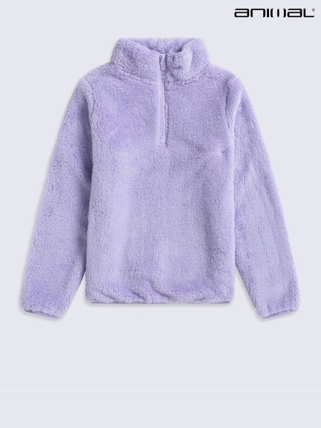 Purple - Animal Teddy Kids Half-zip Fleece