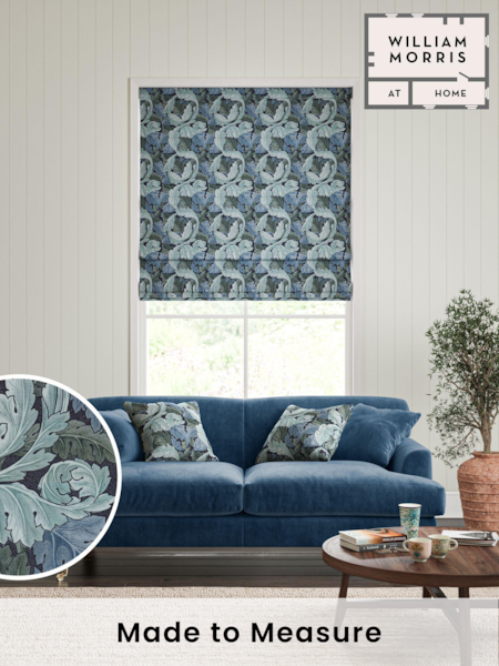 William Morris At Home Blue Acanthus Made To Measure 100% Cotton Roman Blinds (469189) | £99
