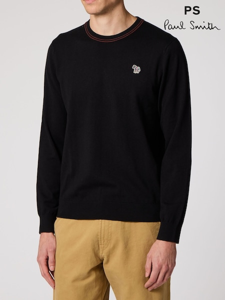 Black - Regular Paul Smith Zebra Logo Crew Neck Jumper