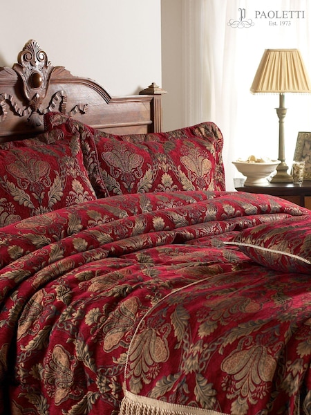 Riva Home Red Shiraz Chenille Embroidered Throw (469700) | £175