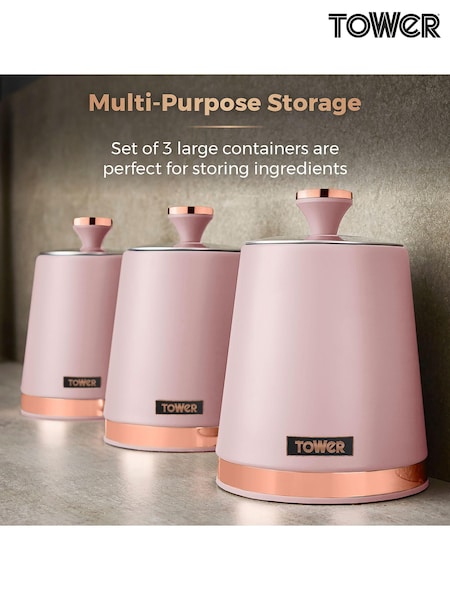 Tower Set of 3 Pink Cavaletto Canisters (469712) | £33