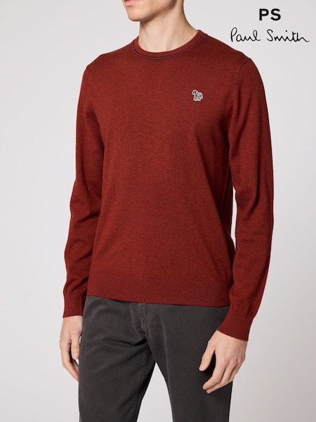Red - Regular Paul Smith Zebra Logo Crew Neck Jumper