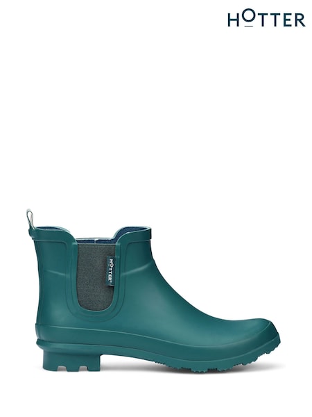 Green - Hotter Wide Fit Puddle Slip-on Wellies