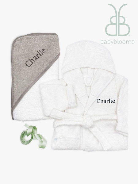Babyblooms 100% Cotton Personalised Bathrobe with Luxury Hooded Towel (470332) | £60