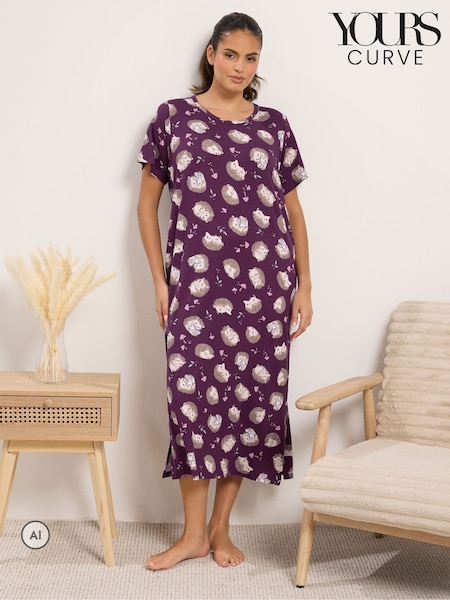 Purple - Yours Curve Midaxi Nightdress