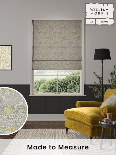 William Morris At Home Grey Larkspur Made to Measure 100% Cotton Roman Blinds (470533) | £99
