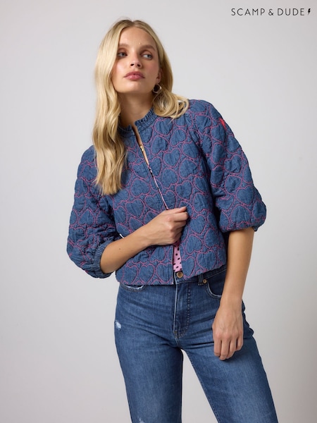 Blue - Scamp & Dude Denim Quilted Heart Jacket