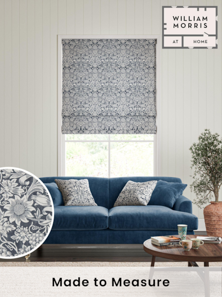 William Morris At Home Blue Sunflower Made to Measure 100% Cotton Roman Blinds (471338) | £99