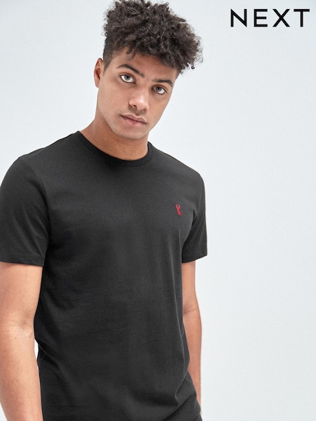 Black Regular Fit 100% Cotton Stag T-Shirt (471458) | £10
