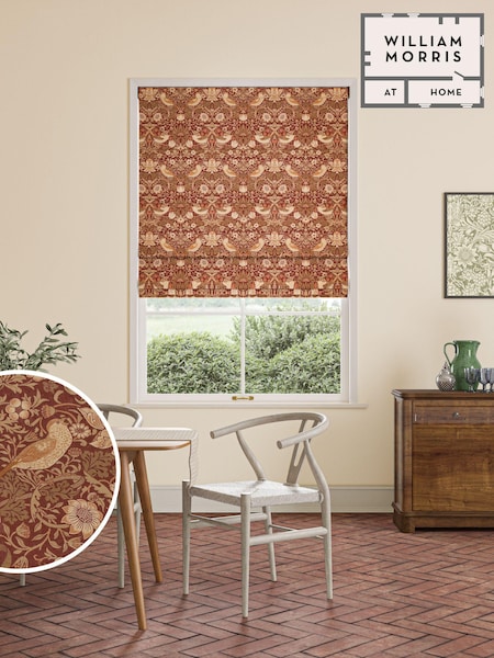 William Morris At Home Red Strawberry Thief Made to Measure 100% Cotton Roman Blinds (472087) | £99