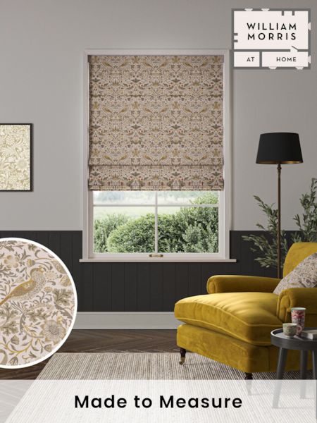 William Morris At Home Cream Strawberry Thief Made to Measure 100% Cotton Roman Blinds (472206) | £99