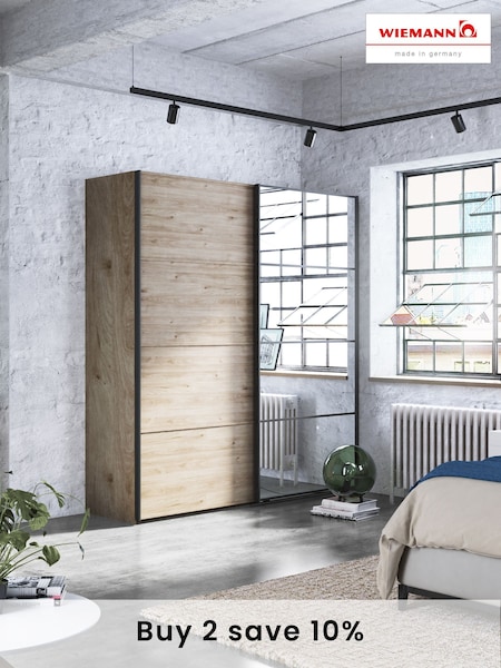 Wiemann Oak Jenson Wood and Mirror Sliding Semi Fitted 2m Sliding Wardrobe (472734) | £1,255