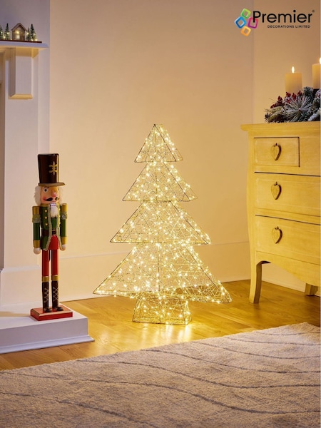 Premier Decorations Ltd 2ft Lit Golden Elegance Twist Christmas Tree