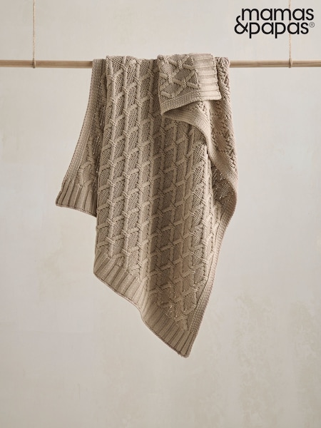Mamas & Papas Mocha Welcome To The World Seedling Knit Blanket Diamond (473526) | £35