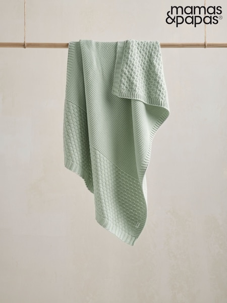 Mamas & Papas Blue/Green Welcome To The World Seedling 100% Cotton Blanket Bubble (473642) | £32