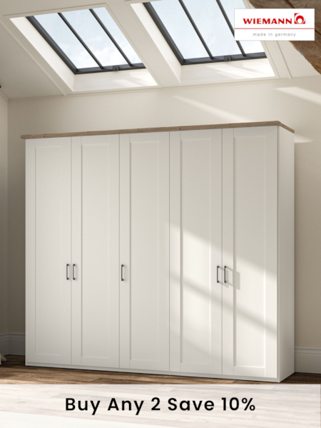 Wiemann White Truro 5 Door Wood Semi Fitted Wardrobe (473802) | £1,540