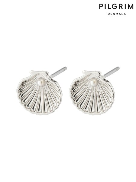 PILGRIM Silver Opal Seashell Earrings With a Little Bead (473855) | £20
