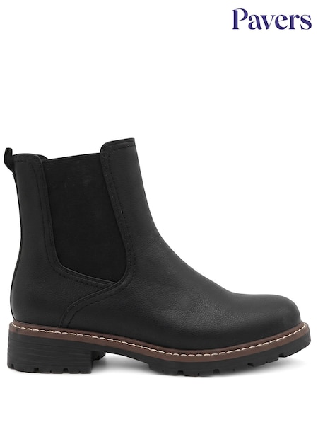 Black - Pavers Wide Fit Warm Lined Chelsea Boots