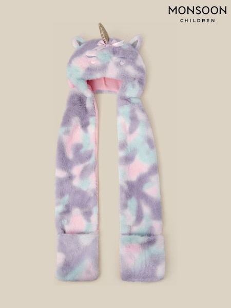 Pink - Monsoon 3-in-1 Fluffy Unicorn Hat Scarf
