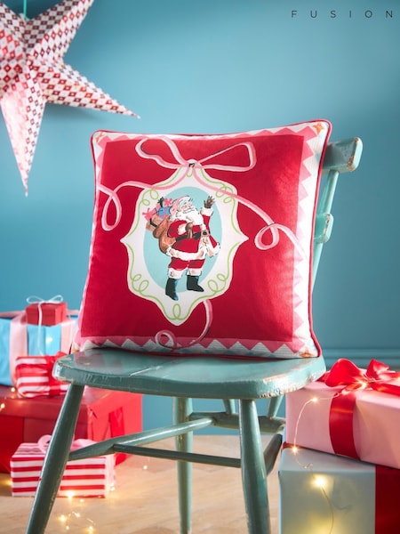 Fusion Christmas Vintage Frames Velvet Filled Cushion