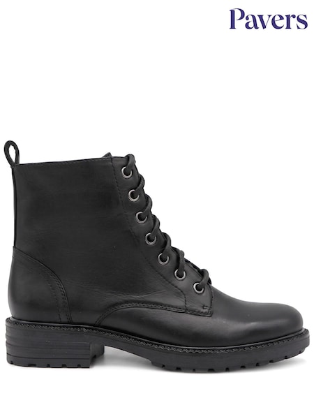 Black - Pavers Leather Lace & Zip Ankle Boots