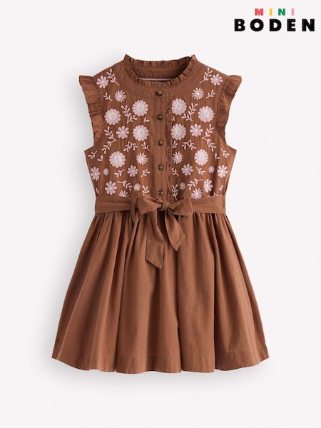 Brown - Boden Ruffle Shirt Dress