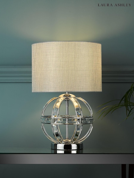 Laura Ashley Chrome Aidan Glass 3 Light Globe Table Lamp (475204) | £159