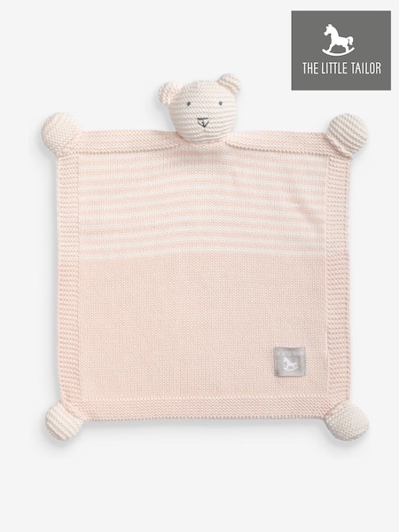 The Little Tailor Pink 100% Cotton Baby Soft Knitted Teddy Comforter (475676) | £20
