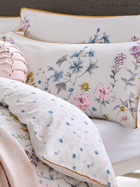 Laura Ashley Set of 2 White Wild Meadow 100% Cotton Pillowcase (476249) | £20