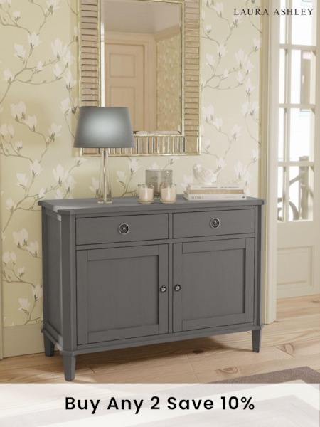 Laura Ashley Pale Charcoal Henshaw Two Doors Two Drawers Sideboard (476482) | £860